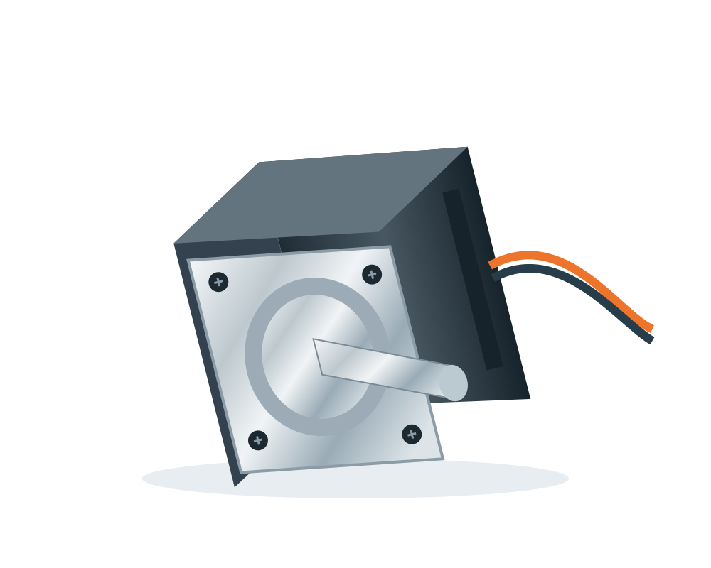 Technical illustration of a stepper motor